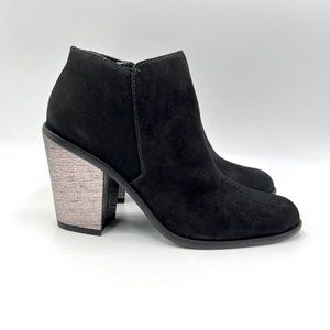 Kaanas Womens Size 7 Black‎ Leather Block Heel Ankle Boots Booties Shoes